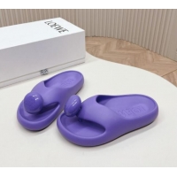 Good Looking Loewe Foam Pebble Thong Slide Sandals in Glossy Rubber Purple 506099