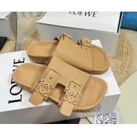 Low Price Loewe Ease Slide Sandals in Lambskin Beige 506105