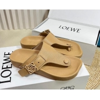 Grade Quality Loewe Ease Toe Post Thong Sandals in Lambskin Beige 0506110