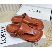 Unique Style Loewe Ease Toe Post Thong Sandals in Lambskin Tan Brown 506111