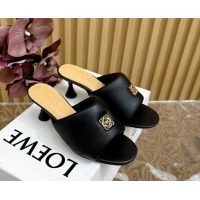 Popular Style Loewe Nappa Leather Heel Slides Sandal 6cm Black 703062