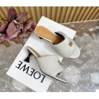 Most Popular Loewe Nappa Leather Heel Slides Sandal 6cm White 703064