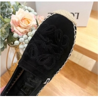 Unique Style Loewe Anagram Suede Espadrilles Flat Black 703070