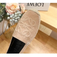 Good Looking Loewe Anagram Suede Espadrilles Flat Dark Beige 703071