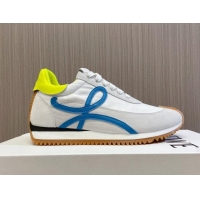 Best Product Loewe Flow Runner Sneakers in Nylon and Suede L81502 White/Blue 081502