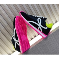 Good Product Loewe Flow Runner Sneakers in Nylon and Suede L81504 Black/White/Rosy 081504