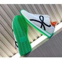 Stylish Loewe Flow Runner Sneakers in Nylon and Suede L81505 Green/White/Black 081505