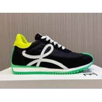 Stylish Loewe Flow Runner Sneakers in Nylon and Suede L81506 Green/White/Black 081506