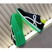 Stylish Loewe Flow Runner Sneakers in Nylon and Suede L81506 Green/White/Black 081506