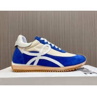 Shop Duplicate Loewe Flow Runner Sneakers in Nylon and Suede L81507 Blue/White 081507