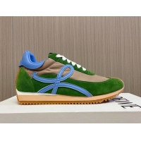 Hot Style Loewe Flow Runner Sneakers in Nylon and Suede L81510 Green/Blue 081510