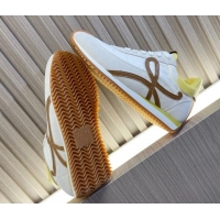 Sumptuous Loewe Flow Runner Sneakers in Nylon and Suede L81511 White/Brown/Yellow 081511