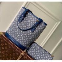 Top Grade Louis Vuitton Monogram Denim Bucket bag 0518 Blue 2023