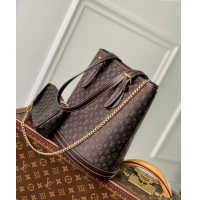 Top Design Louis Vuitton Monogram Denim Bucket Bag 0518 Brown 2023