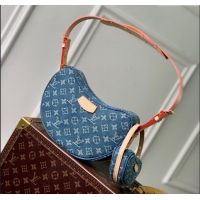 Top Design Louis Vuitton Monogram Denim Croisette MM Shoulder Bag M46856 Blue 2023