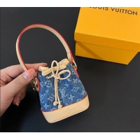 Luxurious Louis Vuitton Monogram Denim Micro Noe Bag Charm M01700 Blue 2024