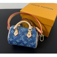 Well Crafted Louis Vuitton Monogram Denim Micro Speedy Bag Charm M01701 Blue 2024