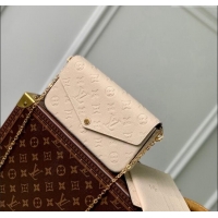 Top Quality Louis Vuitton Monogram Empreinte Felicie Pochette Chain Mini Bag M82363 Cream Beige 2023