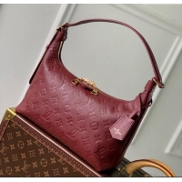 Famous Brand Louis Vuitton Monogram Empreinte Sac Sport Hobo Bag M46610 Burgundy