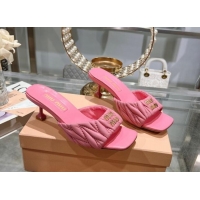 Purchase Miu Miu Matelasse Leather Heel Slide Sandals 5.5cm Pink 507064