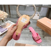 Purchase Miu Miu Matelasse Leather Heel Slide Sandals 5.5cm Pink 507064