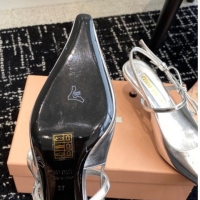 Best Product Miu Miu Patent Leather Slingback Pumps 5.5cm with Bow Silver 507070