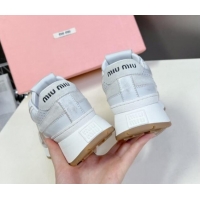 Good Product Miu Miu Leather and Suede Sneakers Light Grey 507088