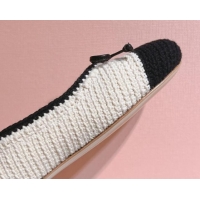 Top Grade Miu Miu Crochet knit Flat Mary Janes Ballerinas White 611022