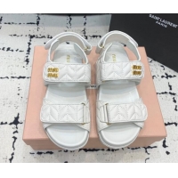 Best Product Miu Miu Matelasse Nappa Lambskin Flat Sandals White 611025