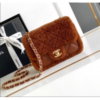 Buy Inexpensive Chanel Shearling Lambskin Mini Flap Bag AS5148 Brown 2024