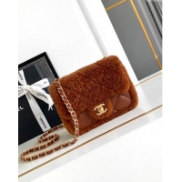 Buy Inexpensive Chanel Shearling Lambskin Mini Flap Bag AS5148 Brown 2024