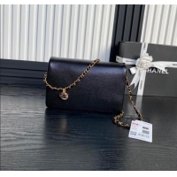 Big Discount Chanel Small Flap Bag with Chain in Grained Shiny Calfskin AS5186 Black 2024