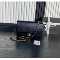 Top Design Chanel Medium Flap Bag with Chain in Grained Shiny Calfskin AS5180 Black 2024