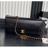 Trendy Design Chanel Maxi Clutch with Chain in Grained Shiny Calfskin AS5182 Black 2024