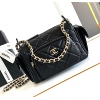 Modern Classic Chanel Small Camera Case Bag in Shiny Crumpled Lambskin AS5220 Black 2024