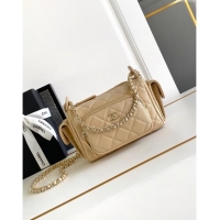 Grade Quality Chanel Small Camera Case Bag in Shiny Crumpled Lambskin AS5220 Beige 2024