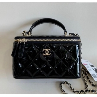 ​Top Grade Chanel Clutch with Chain in Patent Calfskin Bag AP2199 Black 2024