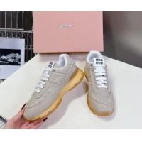 Good Quality Miu Miu Canvas Sneakers with Fringe Grey 611066