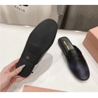 Grade Quality Miu Miu Aged Leather Flat Mules Black 611069