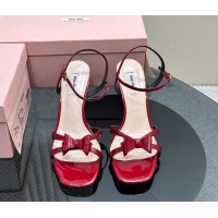 Best Price Miu Miu Bow Heel Sandals in Patent Leather Red 703123