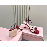 Best Price Miu Miu Bow Heel Sandals in Patent Leather Red 703123