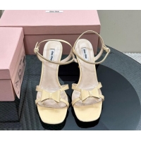 Purchase Miu Miu Bow Heel Sandals in Patent Leather Light Yellow 703124