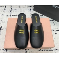 Buy Luxury Miu Miu Lambskin Flat Mules Black 703129