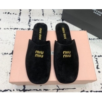 Best Product Miu Miu Suede Flat Mules Black 703131