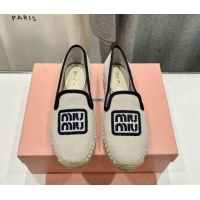 Good Product Miu Miu Canvas Espadrilles Flat Light Beige/Blue 703136