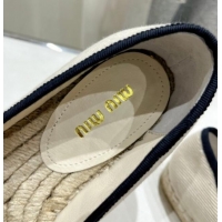 Good Product Miu Miu Canvas Espadrilles Flat Light Beige/Blue 703136