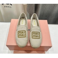 Most Popular Miu Miu Canvas Espadrilles Flat Light Beige/Gold 703137