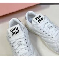 Charming Miu Miu Quilted Leather Sneakers White 703141