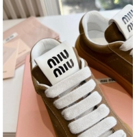 Cheap Price Miu Miu Suede Sneakers Light Brown 719102