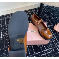 Purchase Miu Miu Shiny Calfskin Mary Janes Shoes Brown 813055